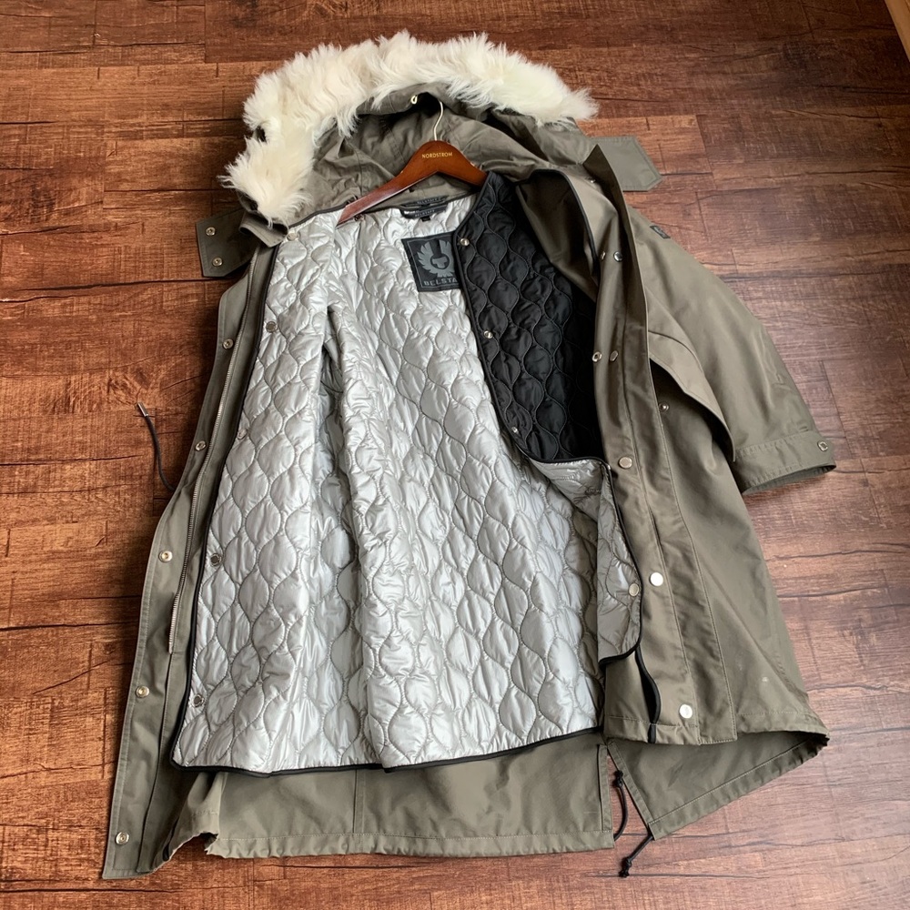 Belstaff olive green shearing trim hooded jacket - Picture 10 of 16